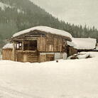 Winter scene with log structure. Winter scene with log structure.