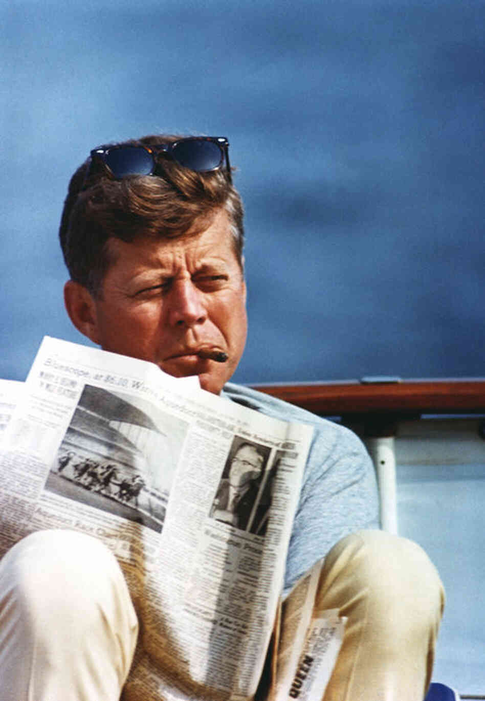 President Kennedy aboard the family yacht, the Honey Fitz, on Aug. 31, 1963, off Hyannis Port, Mass. 