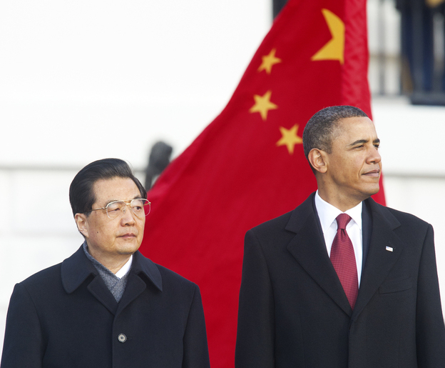 President Obama welcomed his Chinese counterpart, Hu Jintao, during a ceremony Wednesday on the South Lawn of the White House.