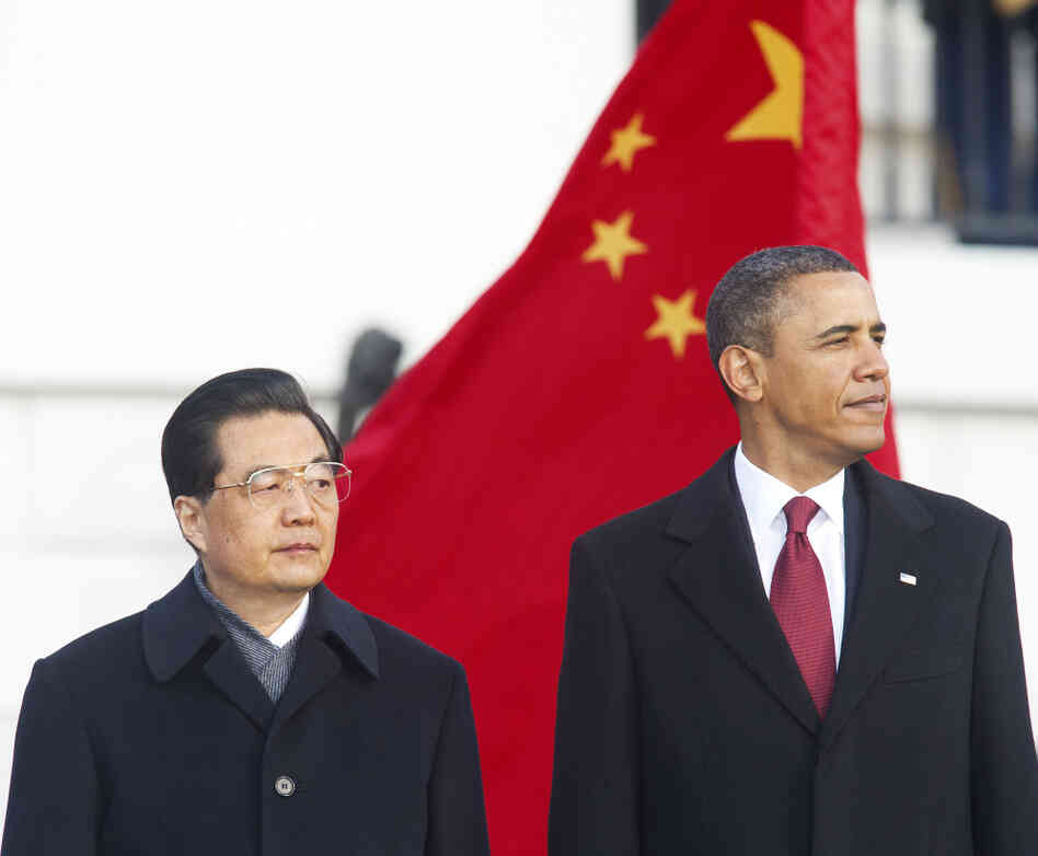 President Obama welcomed his Chinese counterpart, Hu Jintao, during a ceremony Wednesday on the South Lawn of the White House.
