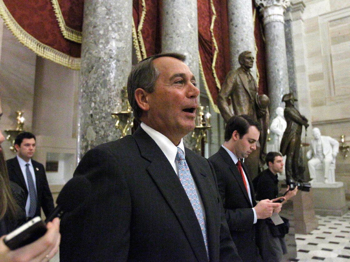 House Speaker John Boehner in Capitol Hill's Statuary Hall after the health  care law repeal vote.
