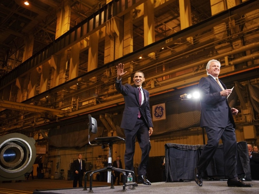 President Obama and GE CEO Jeffrey Immelt at a company plant in Schenectady, New York, Jan. 21. 2011.