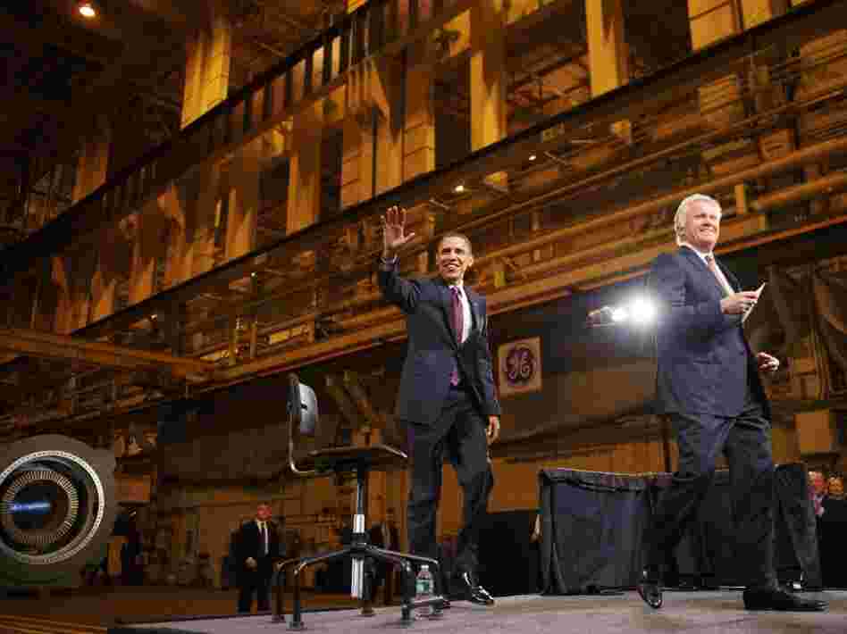 President Obama and GE CEO Jeffrey Immelt at a company plant in Schenectady, New York, Jan. 21. 2011.