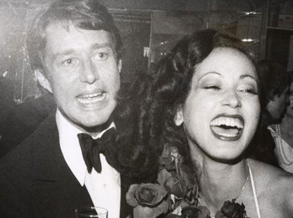 Designer Roy Halston Frowick, known best by his middle name only, with model Pat  Cleveland at a party following the Coty Awards in 1972. Halston frequently used Cleveland to showcase his fluid, body-hugging designs.