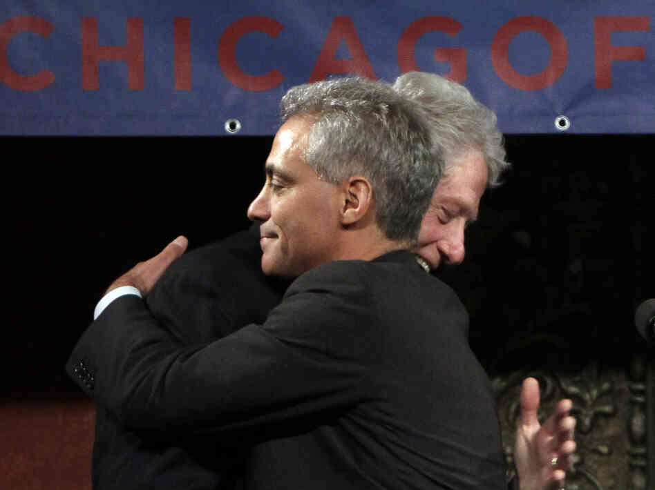 Former President Bill Clinton at a rally for would-be Chicago mayoral candidate Rahm Emanuel, Tuesday, Jan. 18, 2011.