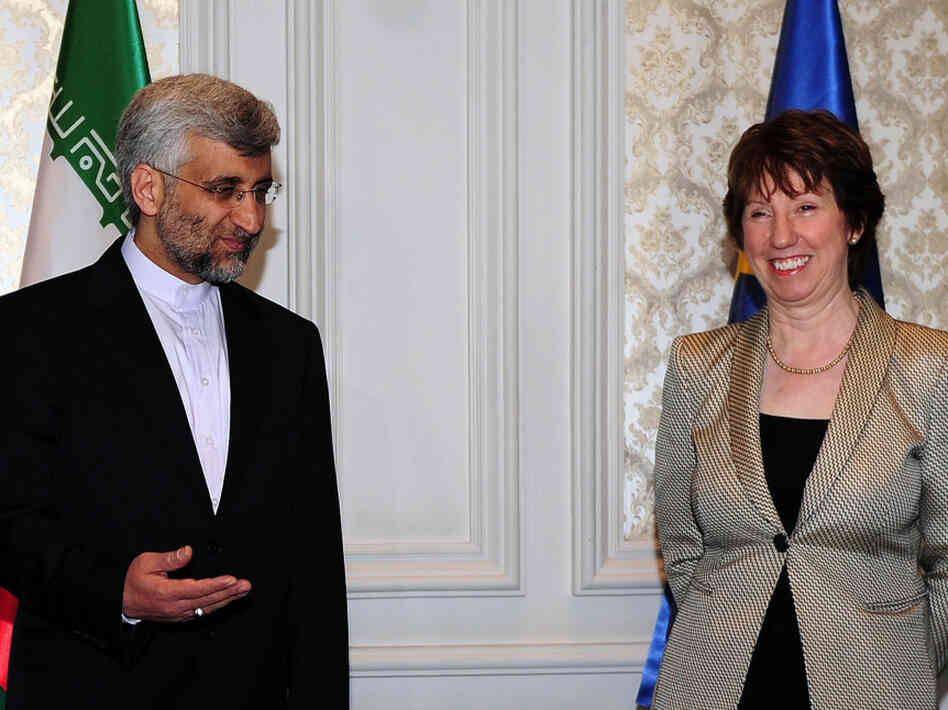 Saeed Jalili, Iran's chief nuclear negotiator, and EU foreign policy chief Catherine Ashton arrive for talks on Iran's nuclear program in Istanbul on Jan. 21. Saeed Jalili, Iran's chief nuclear negotiator, and EU foreign policy chief Catherine Ashton arrive for talks on Iran's nuclear program in Istanbul on Jan. 21.