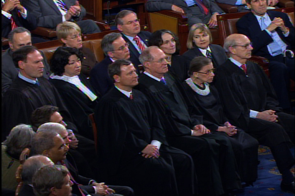Video image of Supreme Court justices at the 2010 State of the Union speech.