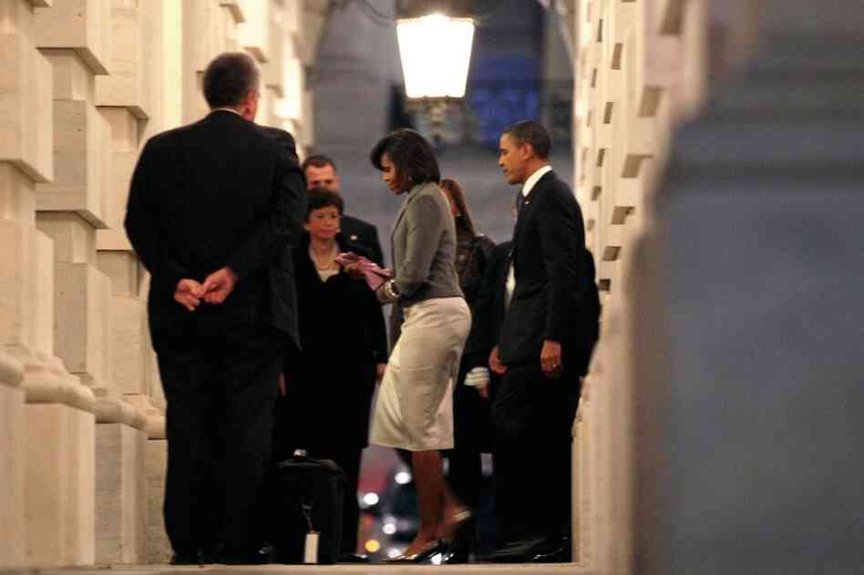 President Obama and first lady Michelle Obama enter the Capitol for the State of the Union address. 