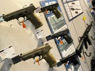 Handguns on display at a gun show in Las Vegas this month. Handguns on display at a gun show in Las Vegas this month.