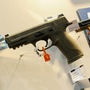 Handguns on display at a gun show in Las Vegas this month.