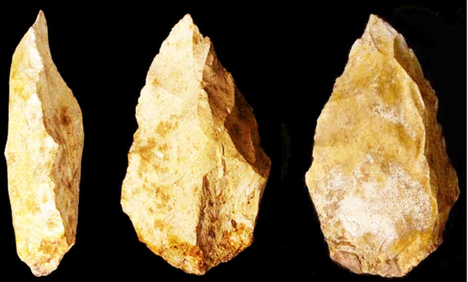 These primitive tools were found on the eastern edge of the Arabian Peninsula, outside the range of Neanderthals. Researchers say humans may have left Africa earlier than previously thought, crossing what is now the bottom of the Red Sea.