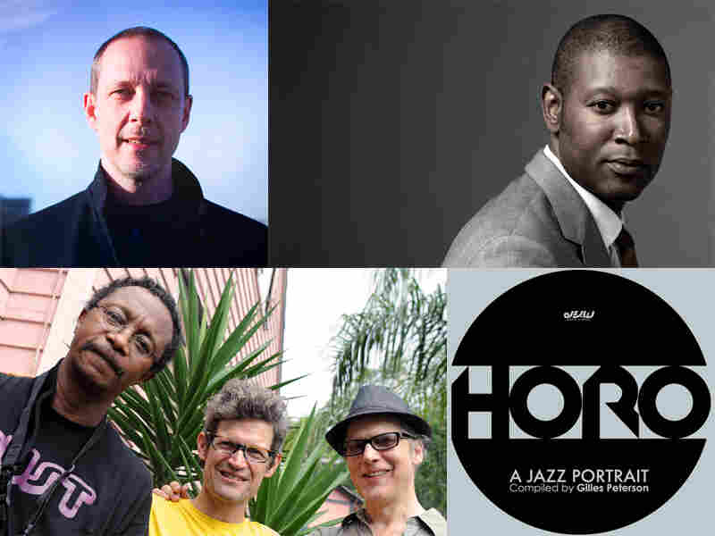 Clockwise, from top left: Joel Harrison, Marcus Shelby, the cover of Horo: A Jazz Portrait, Plunge (Mark McGrain, James Singleton, Tim Green). Clockwise, from top left: Joel Harrison, Marcus Shelby, the cover of Horo: A Jazz Portrait, Plunge (Mark McGrain, James Singleton, Tim Green).