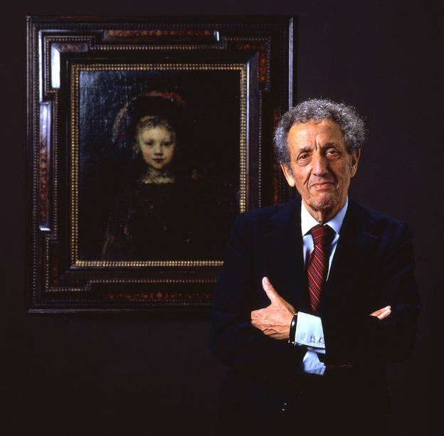 Simon, pictured above in the early 1980s, stands in front of one of the paintings in his collection, Rembrandt's Portrait of a Boy. Simon died in 1993.