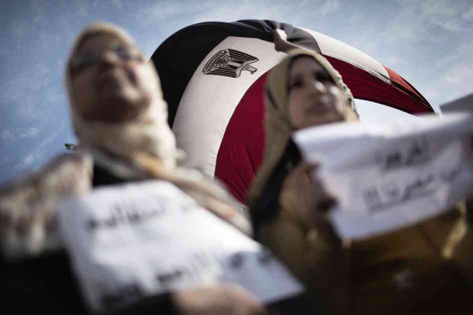 Egyptian women demonstrate in Tahrir Square on Sunday. 