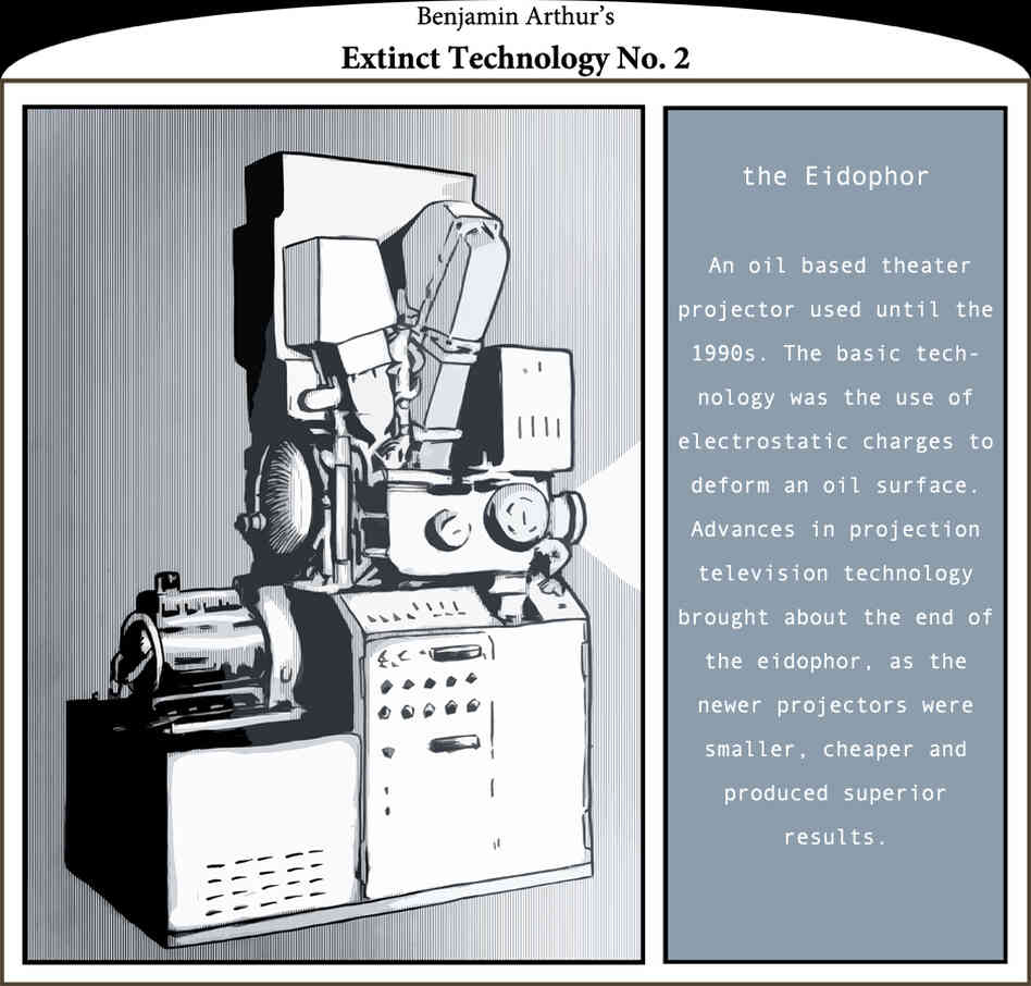 The Eidophor, an oil based theater projector. The Eidophor, an oil based theater projector.