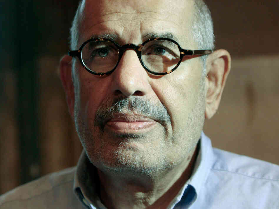 Mohammed ElBaradei, the Nobel Peace Prize winner and former chief of the IAEA, is seen here at a meeting marking the first year of his campaign to press for changes within Egyptian politics, in Cairo, Sept. 6, 2010. ElBaradei brought together a coalition of young activists and opposition groups to mark his first year in Egyptian politics. Mohammed ElBaradei, the Nobel Peace Prize winner and former chief of the IAEA, is seen here at a meeting marking the first year of his campaign to press for changes within Egyptian politics, in Cairo, Sept. 6, 2010. ElBaradei brought together a coalition of young activists and opposition groups to mark his first year in Egyptian politics.