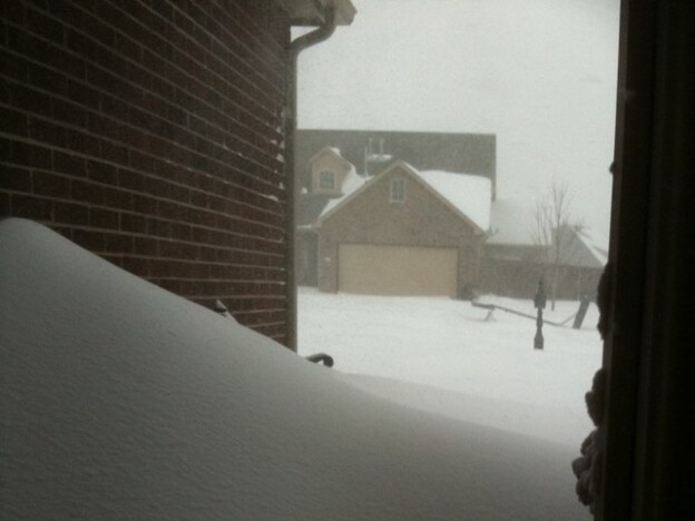 A snow drift in Tulsa, Oklahoma.