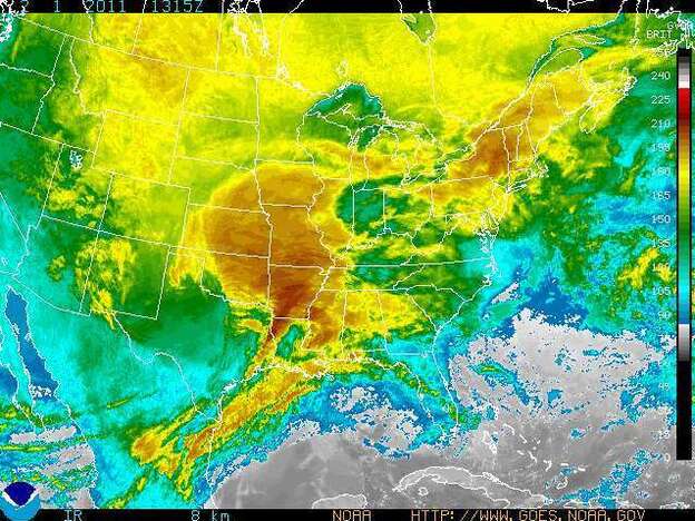 A radar of a massive winter storm expected to affect one-third of the country's population.
