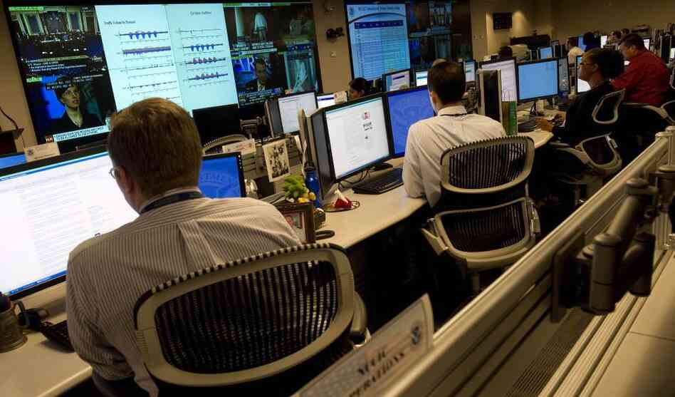 Homeland Security analysts are on the watch for threats to U.S. technological infrastructure at the National Cybersecurity and Communications Integration Center.