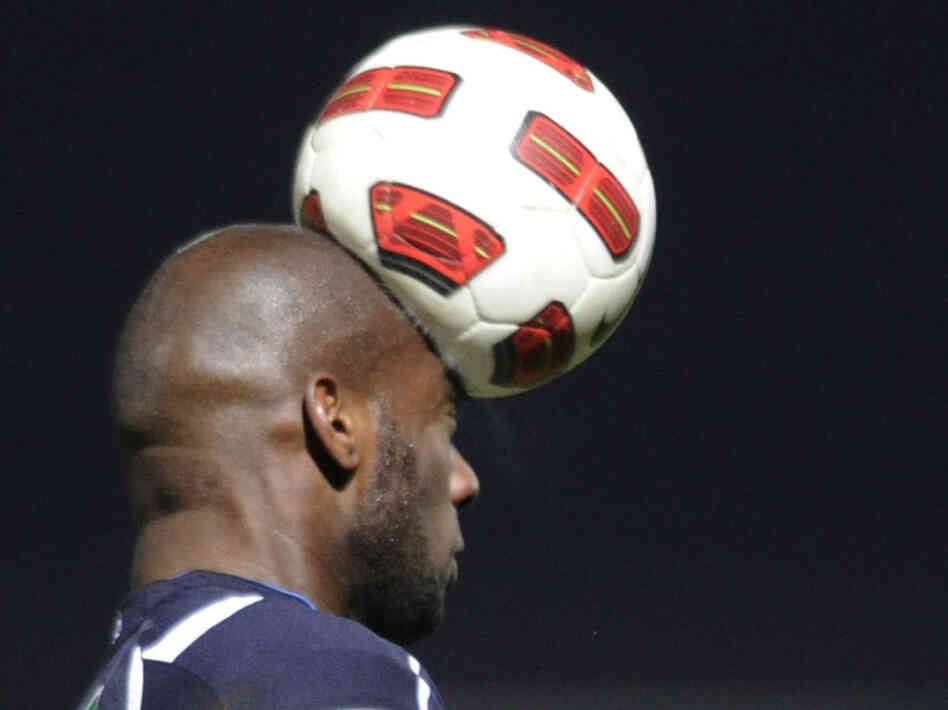 Not only football players are at risk for head injuries — soccer, basketball and volleyball players can sustain concussions, too. Michael Ciani, a defender for the French soccer team Bordeaux, heads the ball during a French Cup match on Jan. 22. Not only football players are at risk for head injuries — soccer, basketball and volleyball players can sustain concussions, too. Michael Ciani, a defender for the French soccer team Bordeaux, heads the ball during a French Cup match on Jan. 22.