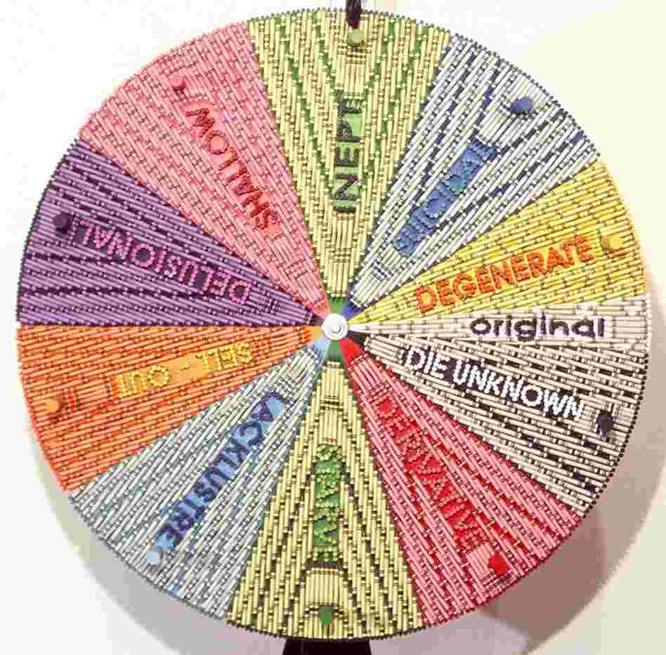 The Artist Wheel of Fortune.One of Williams' favorite, albeit darker, works. It illustrates all the fears of what his critics/patrons/viewers will think of his artwork.