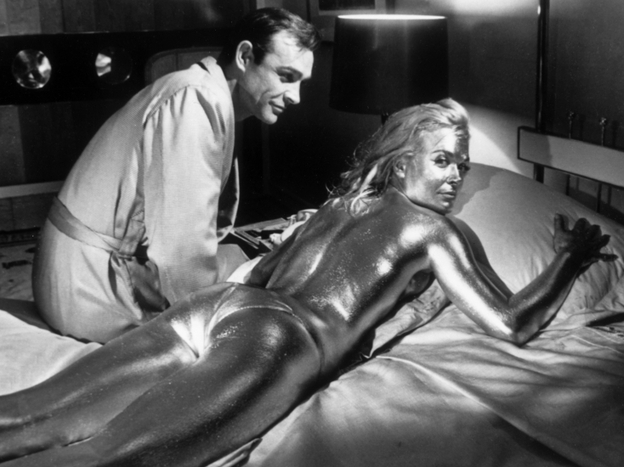Sean Connery and Shirley Eaton in a scene from the James Bond film Goldfinger.
