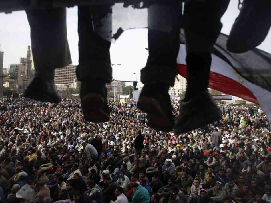 Anti-government demonstrators gather Friday in Tahrir Square in Cairo.
