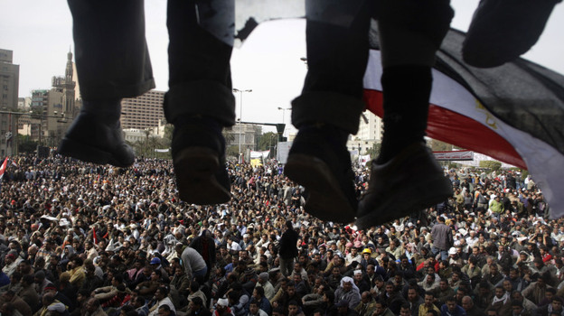 Anti-government demonstrators gather Friday in Tahrir Square in Cairo.