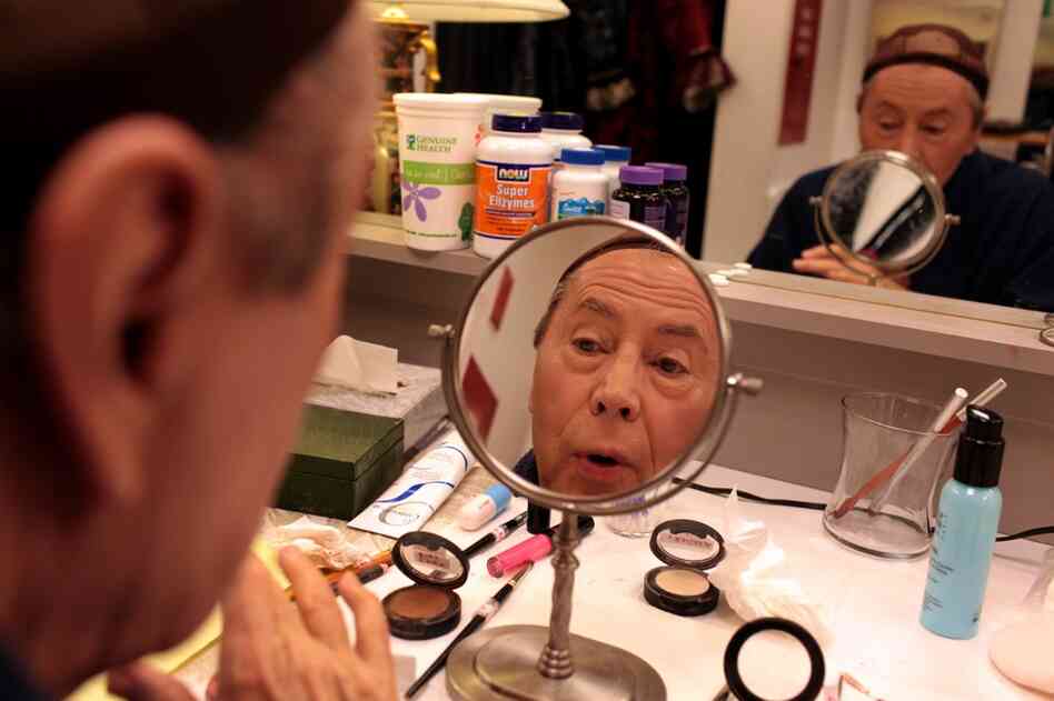 Bedford says he finds the makeup process relaxing – "like doing painting, except it's on your face."