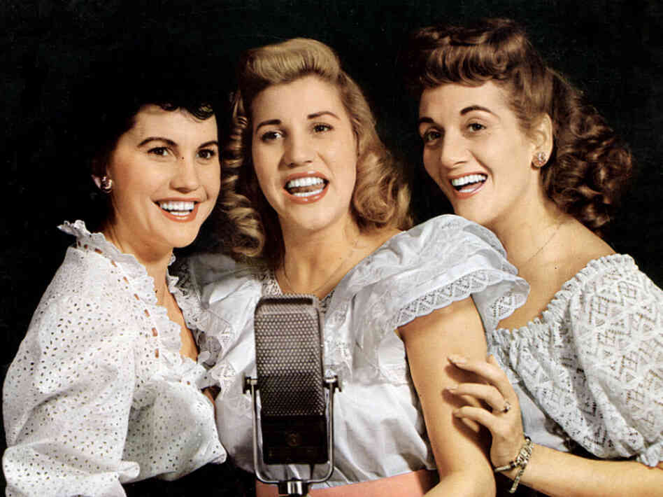 The Andrews Sisters (from left, Maxene, Patty and LaVerne) in the 1940s. Patty was the star of the sibling act.