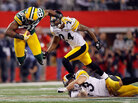 Greg Jennings (85) of the Green Bay Packers catches a 31-yard pass in the fourth quarter against the Pittsburgh Steelers during Super Bowl XLV at Cowboys Stadium in Arlington, Texas, on Sunday Greg Jennings (85) of the Green Bay Packers catches a 31-yard pass in the fourth quarter against the Pittsburgh Steelers during Super Bowl XLV at Cowboys Stadium in Arlington, Texas, on Sunday