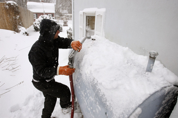 A heating oil delivery in Newtown, PA, February 2010.