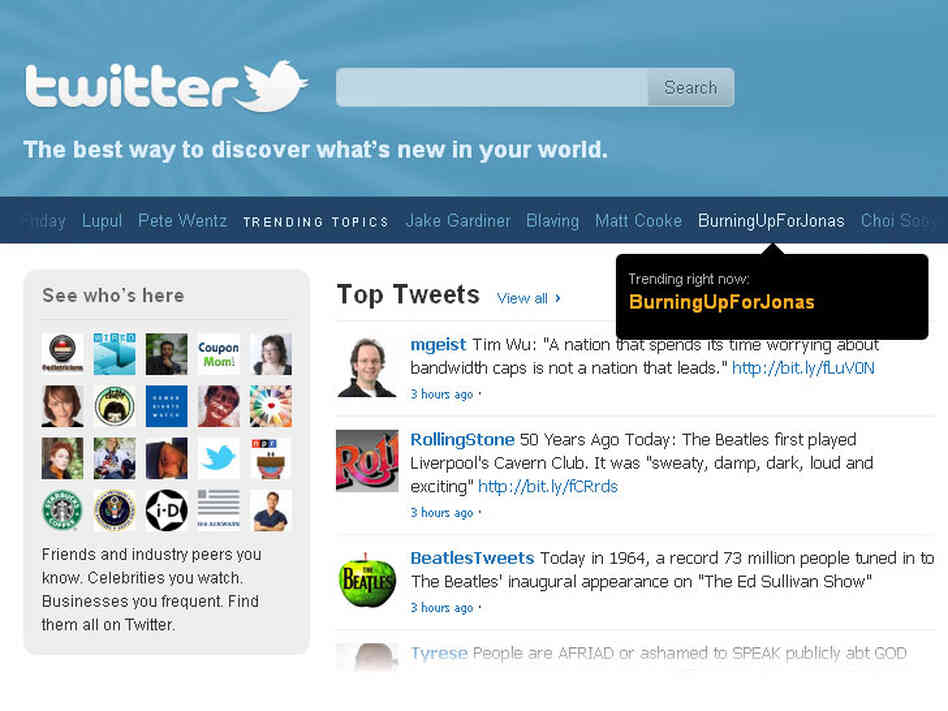 Trend spotting: Twitter's trending topics. The Trend — its spotting, its tracking, its examination — has become omnipresent in contemporary culture. Trend spotting: Twitter's trending topics. The Trend — its spotting, its tracking, its examination — has become omnipresent in contemporary culture.