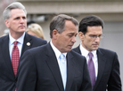 House Speaker John Boehner (R-OH) , center, with Majority Leader Eric Cantor (R-VA), right, and Majority Whip Kevin McCarthy (R-CA), Feb. 9, 2011. House Speaker John Boehner (R-OH) , center, with Majority Leader Eric Cantor (R-VA), right, and Majority Whip Kevin McCarthy (R-CA), Feb. 9, 2011.