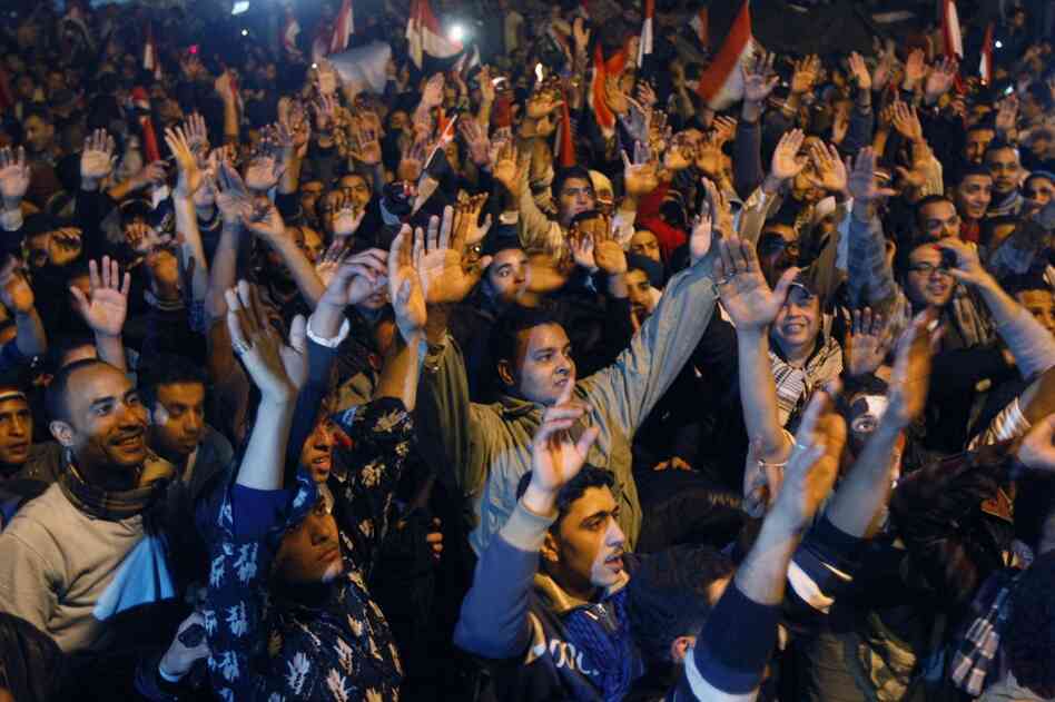 Hundreds of thousands chanted, "The people have brought down the regime!" 