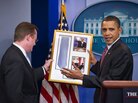 President Obama returns Press Secretary Robert Gibbs necktie, February 11, 2011. President Obama returns Press Secretary Robert Gibbs necktie, February 11, 2011.