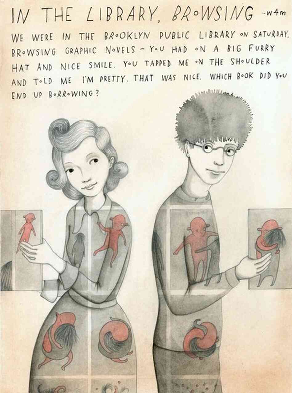 Sophie Blackall's "Missed Connections" drawings will be collected into a forthcoming book, and can be found online at missedconnectionsny.blogspot.com