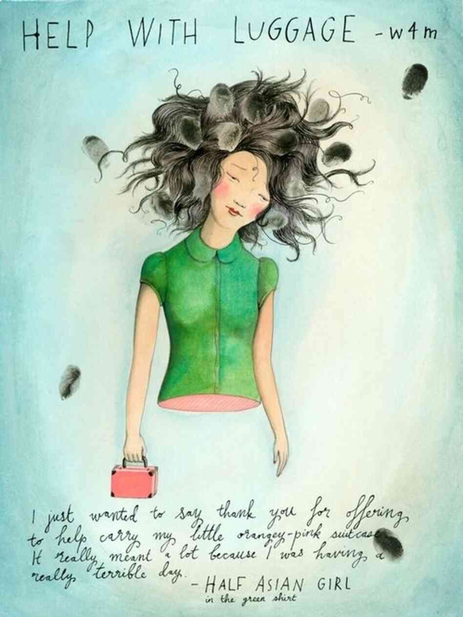 Sophie Blackall's "Missed Connections" drawings will be collected into a forthcoming book, and can be found online at missedconnectionsny.blogspot.com