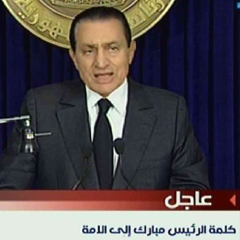 Mubarak as he addressed the Egyptian people on state TV last Thursday.