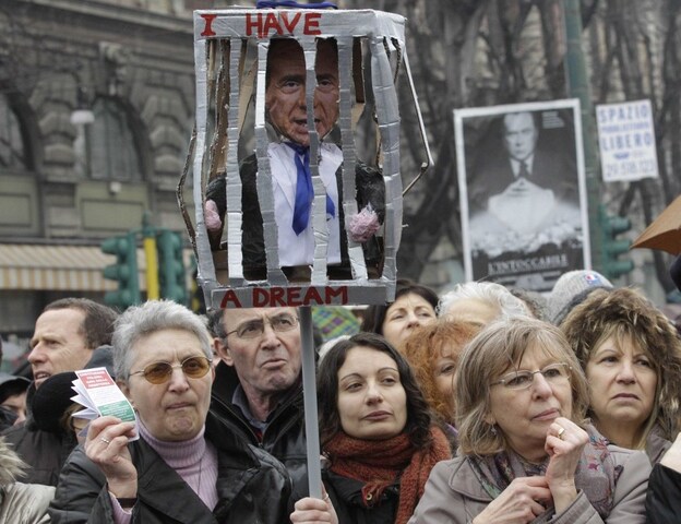 A group of women in Milan rallied Sunday to denounce what they say is Prime Minister Silvio Berlusconi's debasing of women.