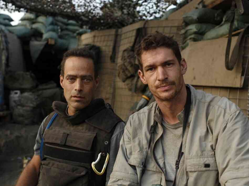 Restrepo directors Sebastian Junger (left) and Tim Hetherington, at the Restrepo outpost in Afghanistan's Korengal Valley.