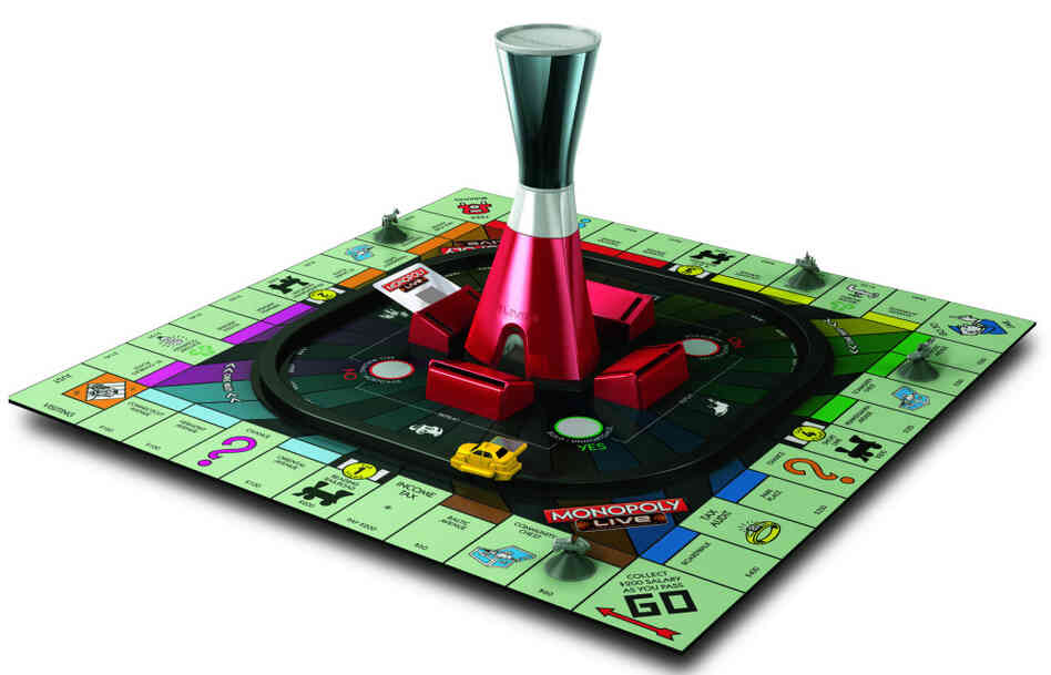 The new Monopoly has an automated tower instead of a human banker. The new Monopoly has an automated tower instead of a human banker.