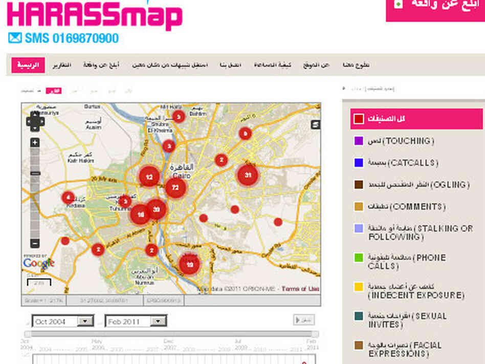 The website harassmap.org allows women to report where and how they've been harassed so that other women can avoid those areas in Egypt.