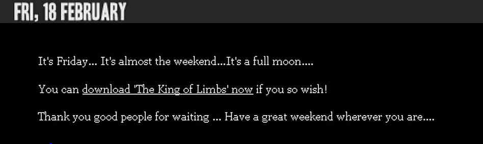 A post published on Radiohead's website this morning. A post published on Radiohead's website this morning.