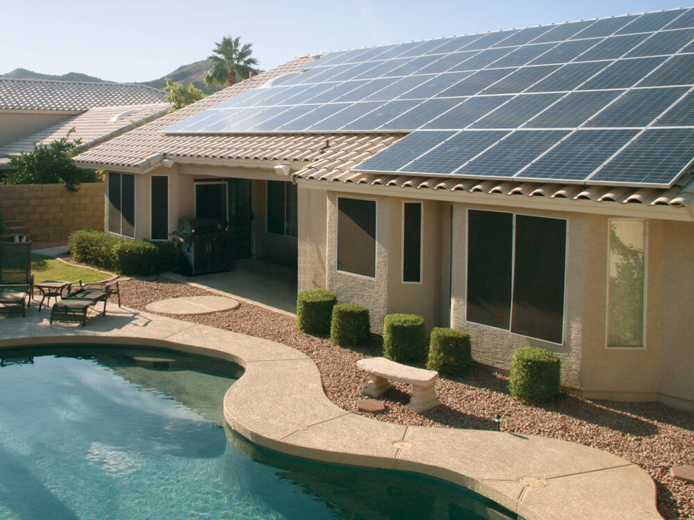 A house in Phoenix outfitted with the solar panels that SolarCity leases to its customers.