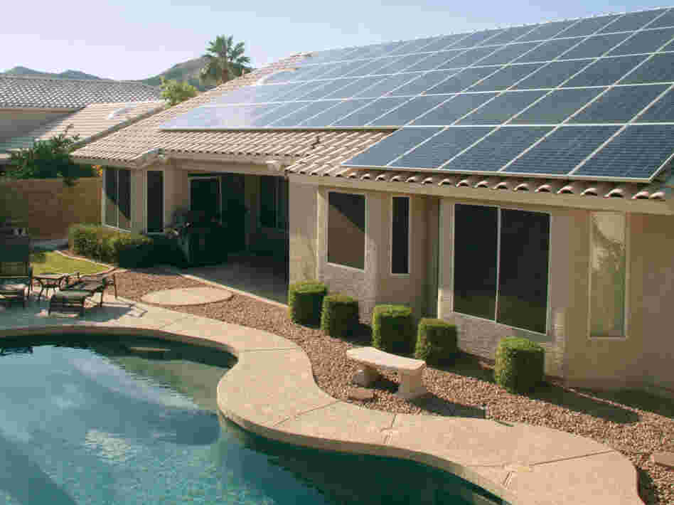A house in Phoenix outfitted with the solar panels that SolarCity leases to its customers.