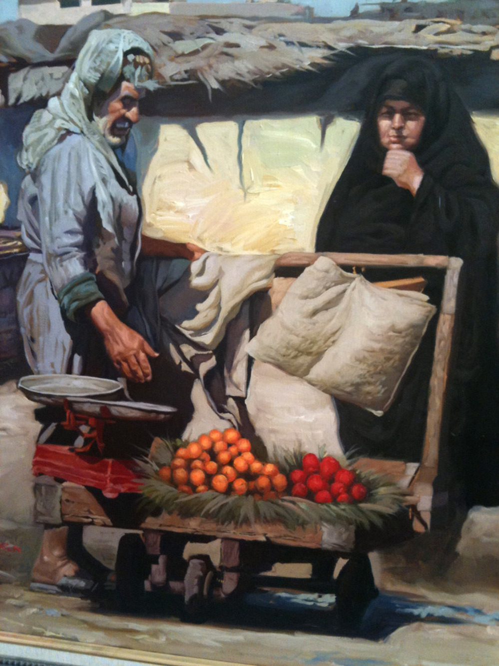 The most popular paintings at Abu Afnan's gallery are nostalgic, orientalist depictions of a simpler way of life in Iraq.