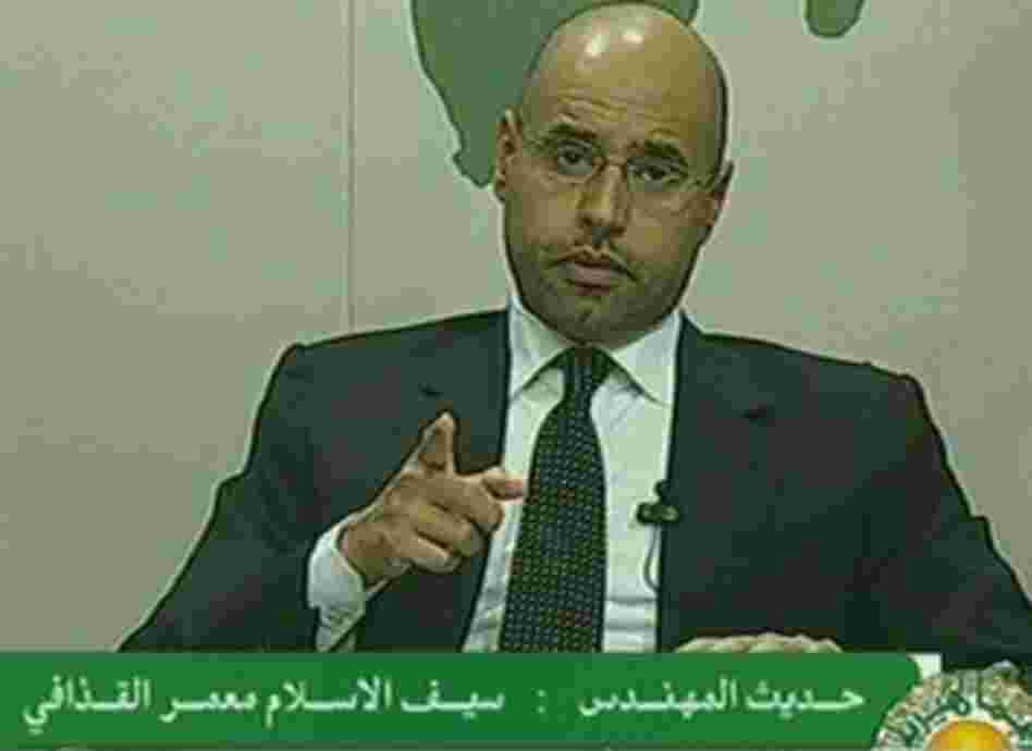 Libyan leader Moammar Gadhafi's son, Seif al-Islam Gadhafi, addressed the nation in a televised speech early Monday, following a crackdown on demonstrators demanding an end to the elder Gadhafi's rule.