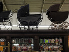 Baby buggies all in a row. Baby buggies all in a row.