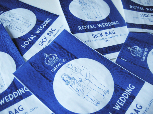 Throne Up: British artist Lydia Leith created these bags as souvenirs to commemorate the upcoming royal wedding of Britain's Prince William and Kate Middleton. The bags sell for 3 pounds ($4.83).